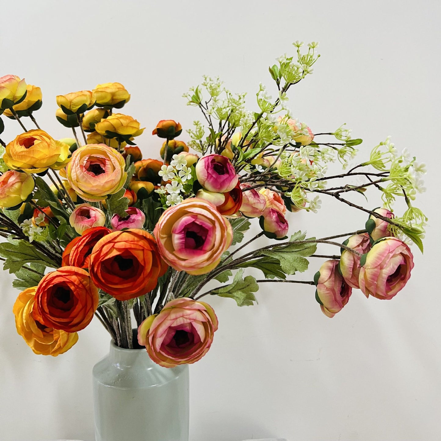 Ranunculus artificial flowers  wedding home photography props model room entrance hall and dining table decorative flower