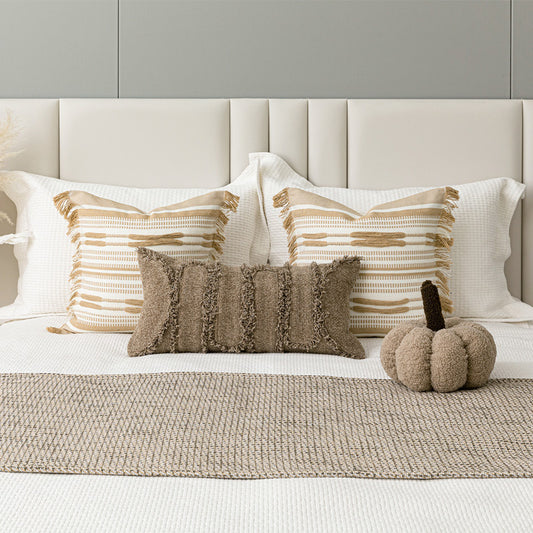 Log style bed tail towel soft bed blanket pillow coffee cotton linen pillow children's room model room bed runner